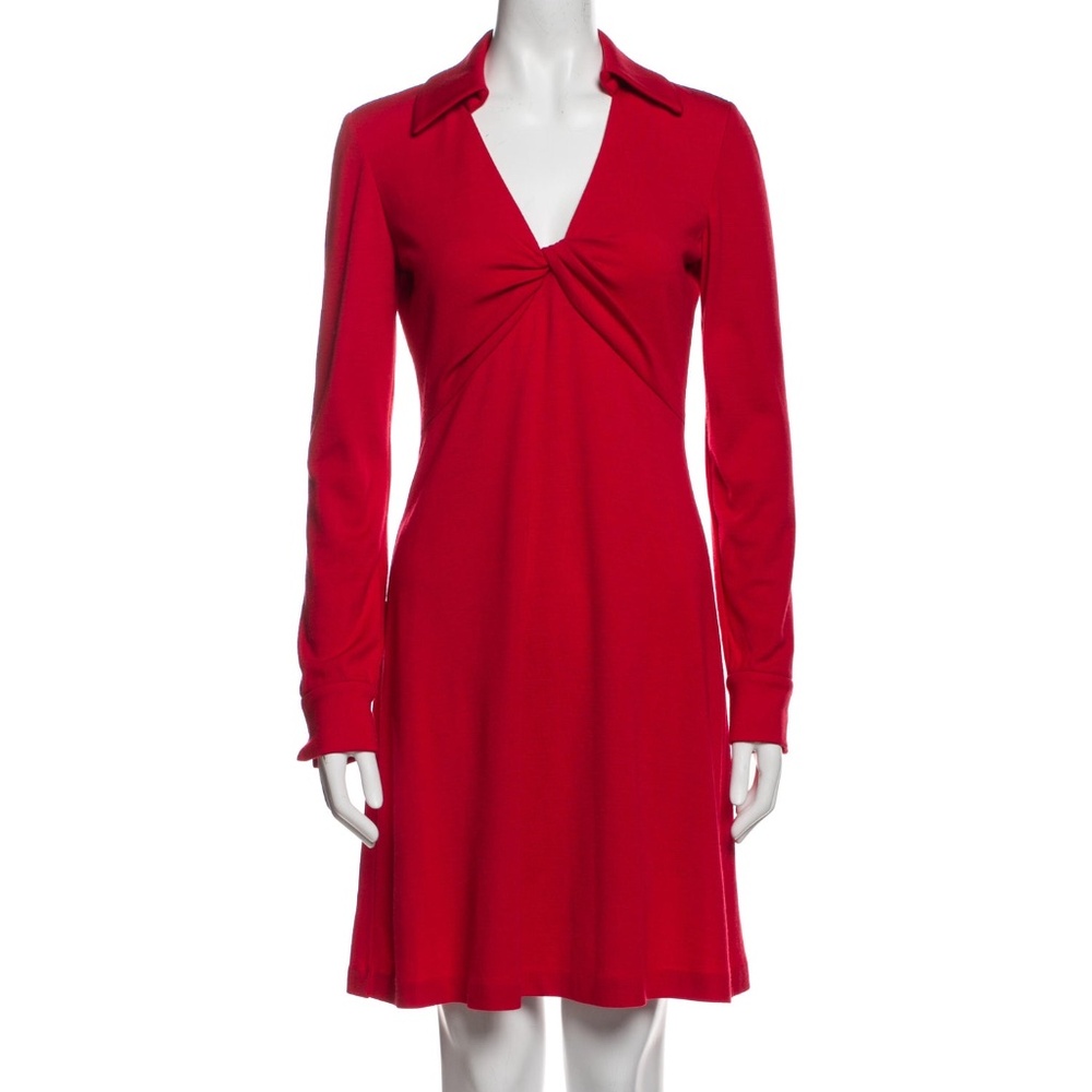 EUC Diane Von Furstenberg Red Knit Wool Twist Dress - Size 4